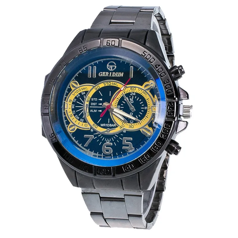 Модные мужские спортивные кварцевые аналоговые часы с движущимся механизмом из