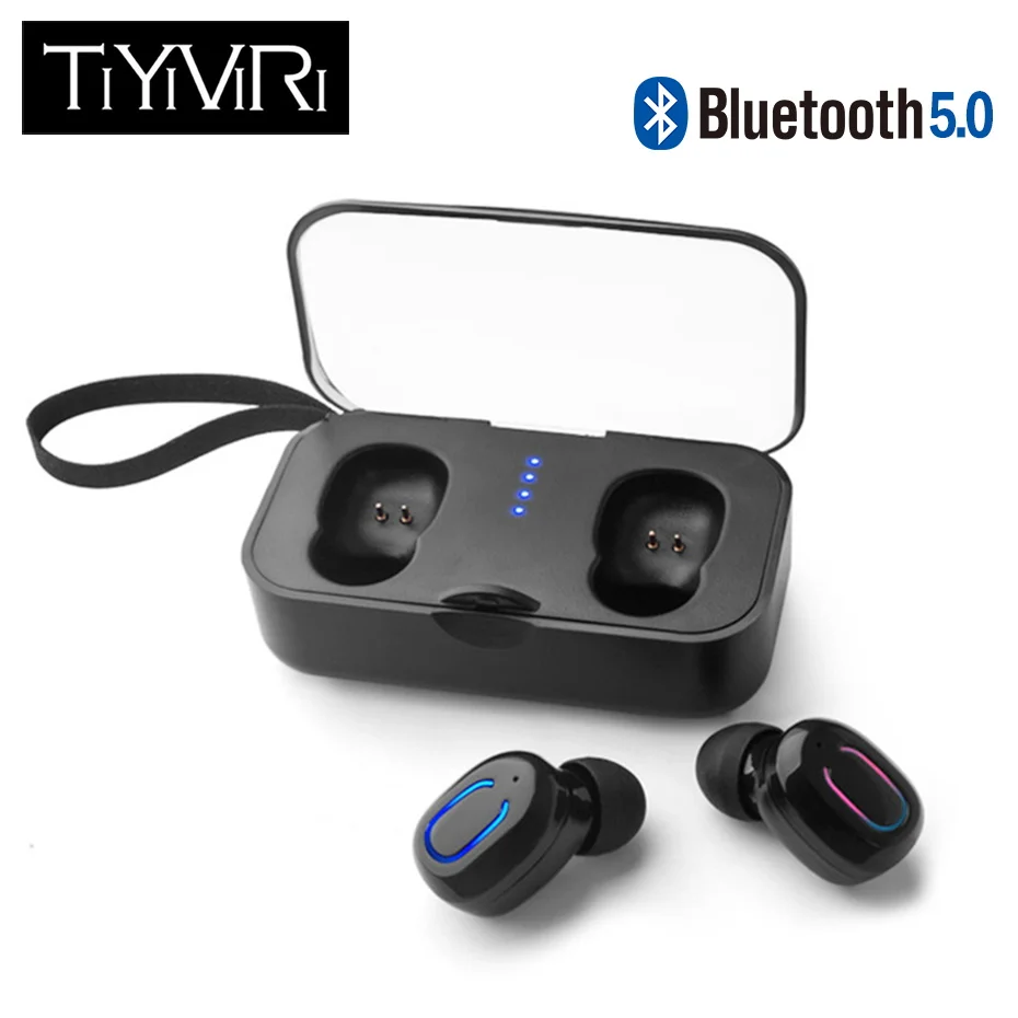 TiYiViRi TWS Bluetooth 5 0 наушники беспроводные 3D стерео бас гарнитура с зарядным боксом