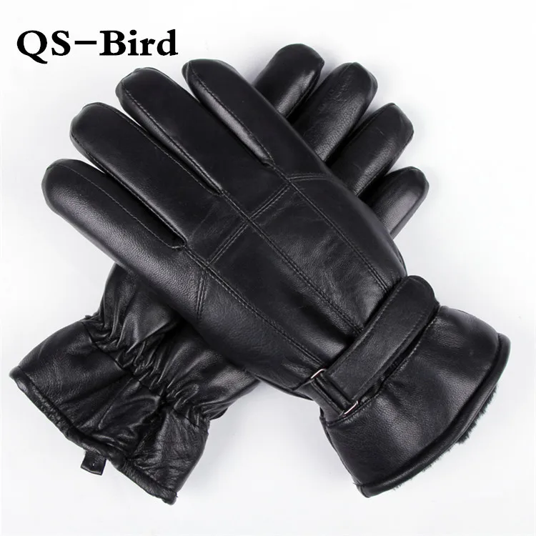 Мужские перчатки из овчины зимние теплые натуральной кожи с мехом в стиле