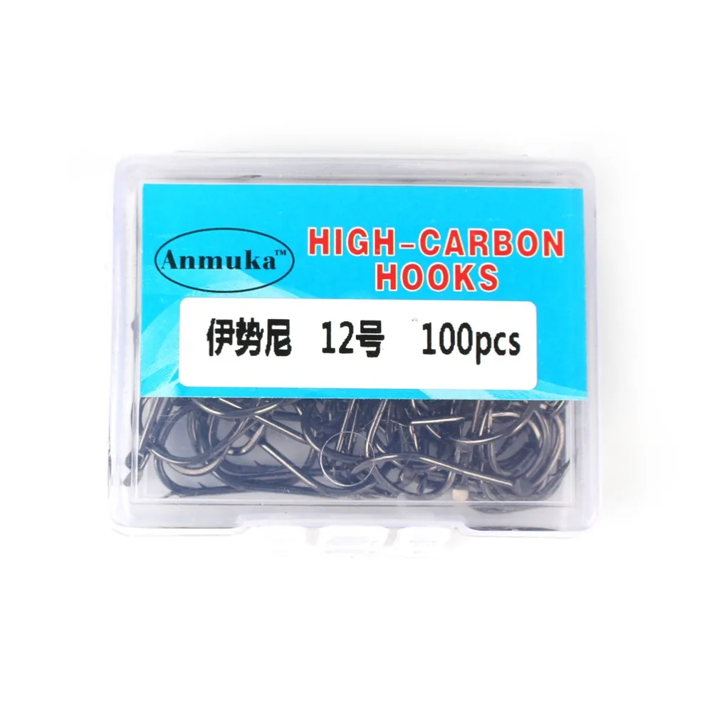 Anmuka 100pcs/box Carbon Silver/black Fishing Hooks 5#-12# Barbed Hook Winter Tackles Fish 31023 | Спорт и развлечения
