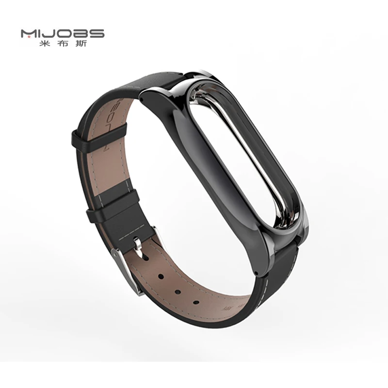 Оригинальный кожаный ремешок Mijobs для Xiaomi Mi Band 2 на запястье смарт браслет Miband