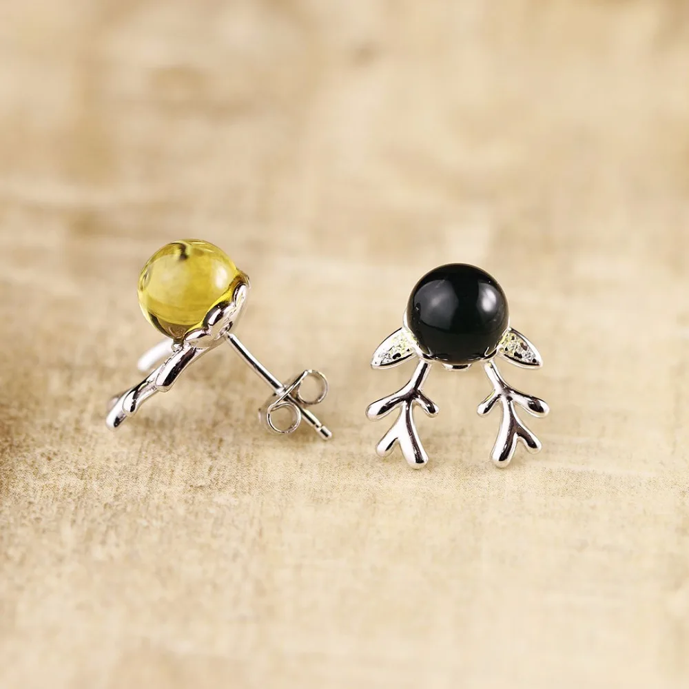 L&ampP Mexico Amber Reindeer Stud Earrings For Women 100% 925 Sterling Silver Fine Jewelry Birthday gift | Украшения и аксессуары