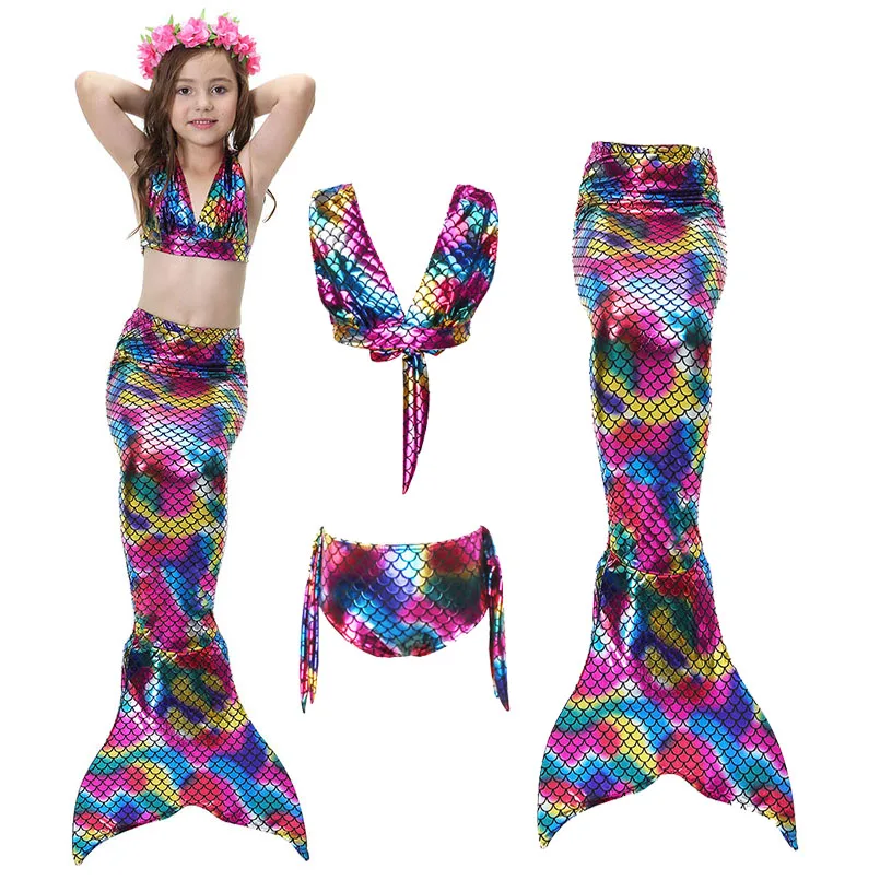 Купальный костюм из 3 предметов с хвостами русалки для девочек детские костюмы