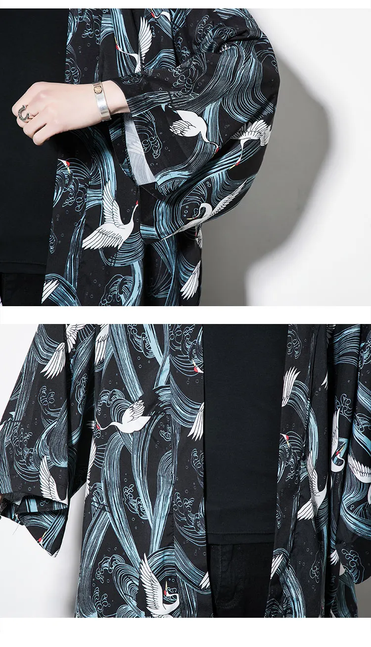 6 цветов традиционное японское кимоно пальто для мужчин хлопок Haori Yukata человек модный принт летний солнцезащитный крем рубашка кардиган