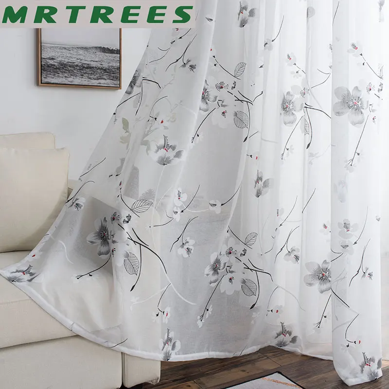 MRTREES Цветочные тюль для гостинной тюль для спальни гардины для Гостиная Спальня шторы для Кухня печатных тюль для окна шторы двери