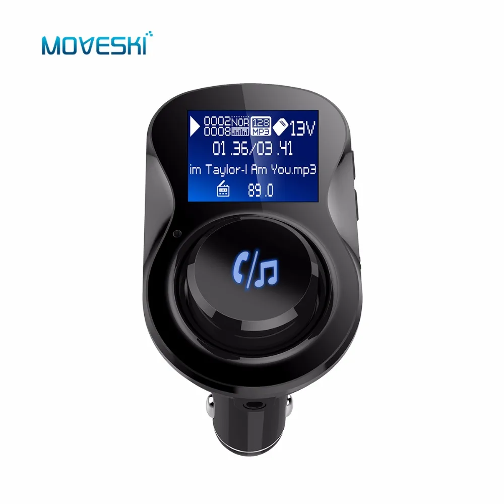 Moveski BC28 Bluetooth гарнитура для авто fm модулятор BT передатчик Aux Out громкой связи