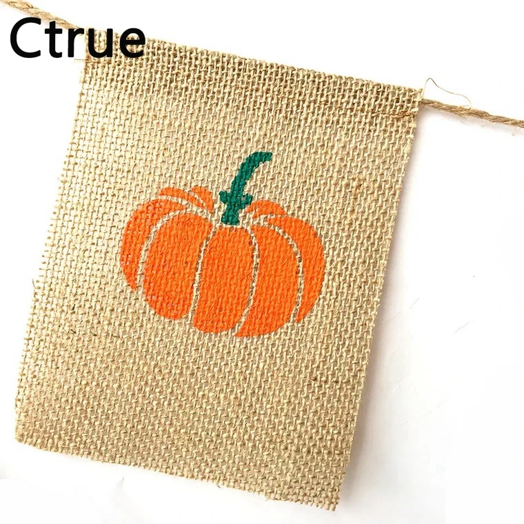 1 шт. Happy Halloween фестиваль Мешковины Джутовая тыквы овсянка гирлянды флаг партия