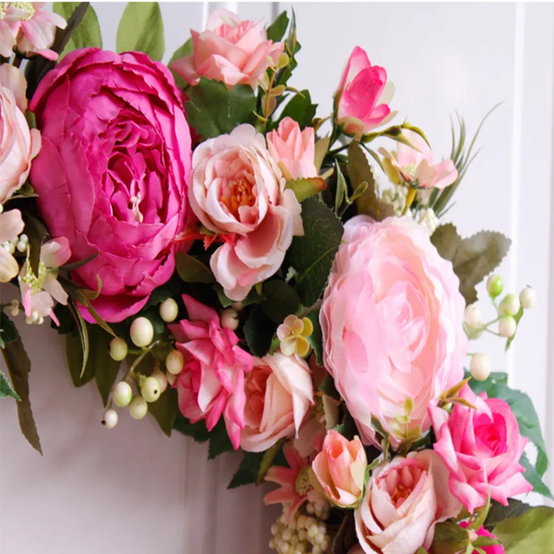 

Hand-made DIY wreaths 45cm European door decoration wall hanging decorations Christmas handmade flowers Free Shipping