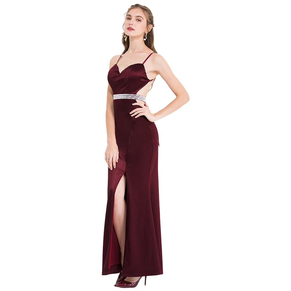 Angel fashions вечернее платье без рукавов с вырезами винно красное расшитое бисером