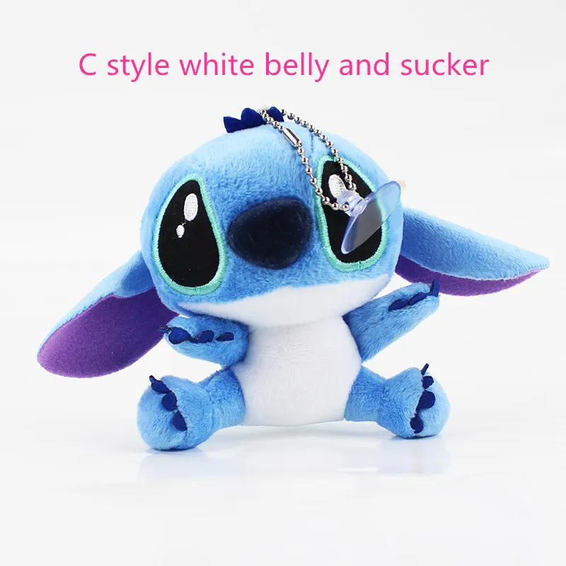 C 10-13 см 5 стилей Лило и Стич Плюшевые игрушки куклы Scrump мягкие стежка белый живот или зеленый живот синий брелок или брелок - Цвет: C