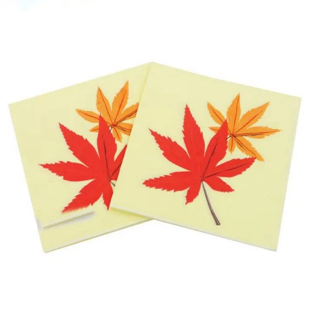 Maple leaf 20 шт/Партия Красочные Мультяшные Совы бумажные салфетки для счастливого дня рождения украшения дети девственная древесина декупаж тканей Npkins - Цвет: Maple leaf