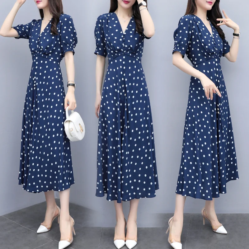 Женское платье в горошек большие размеры ретро женская одежда 2019|Женские платья|