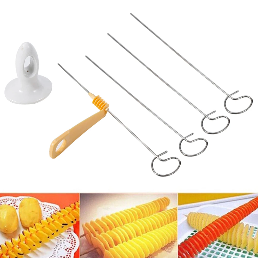 Нержавеющая Сталь Торнадо картофеля спиральный резак среза чипы 4 спиц башня