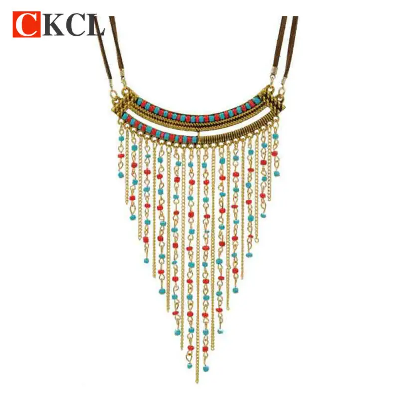 Женское кожаное ожерелье-цепочка винтажное ожерелье-чокер с разноцветными