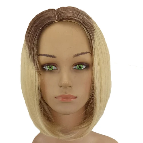 gold brown HAIRJOY женский Парик Синтетический средняя часть 2 тона Омбре темные корни БОБО волосы парики 9 цветов доступны - Цвет: gold brown