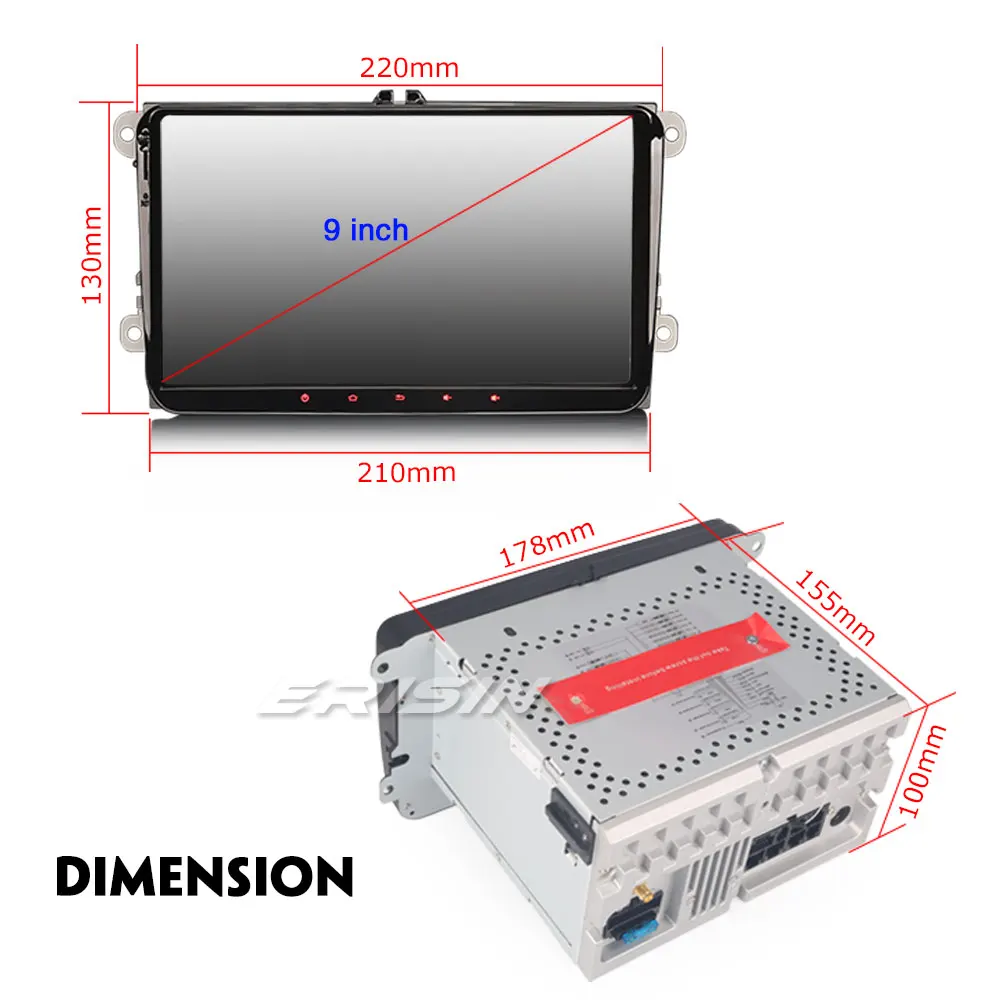 Erisin ES7691V 9 &quotAndroid 8 1 автомобиль радио DAB + Система контроля давления в шинах OBD BT 4G
