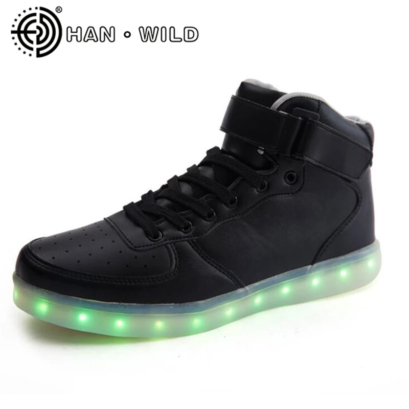 Adult Melbourne Shuffle Shoes Zapatillas Deportivas USB Charger Led Light Colors Flashing Men Leather Casual | Обувь