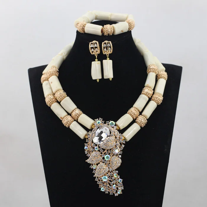 Свадебный комплект ювелирных изделий из белых коралловых бусин новый топ дизайн