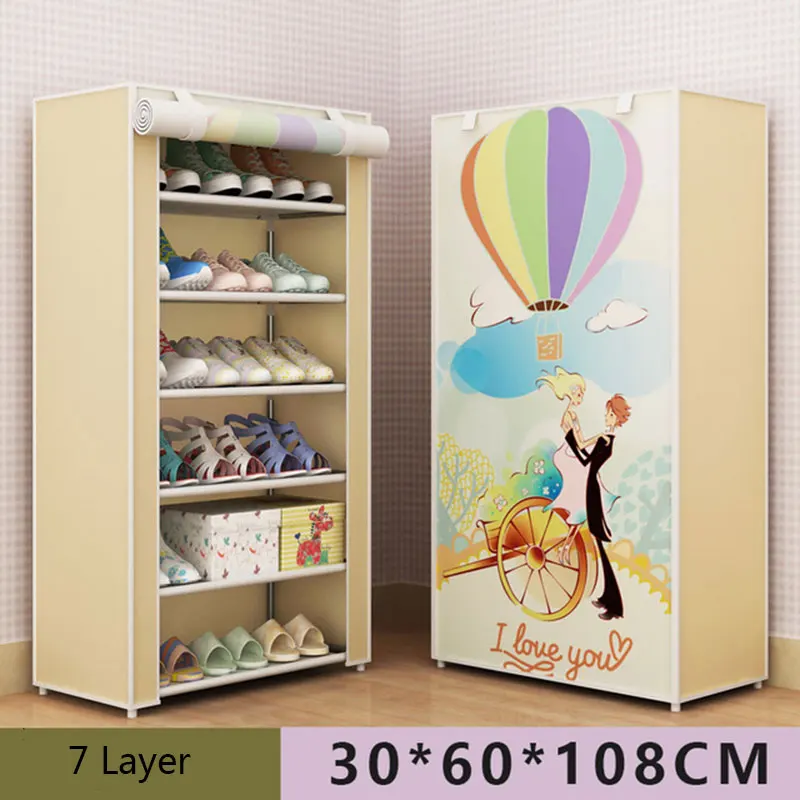 7 слоев 8 слоев 10 слоев DIY Комбинированная ткань шкаф для обуви Пыленепроницаемая ткань стеллаж для хранения обуви складной шкаф-органайзер для обуви