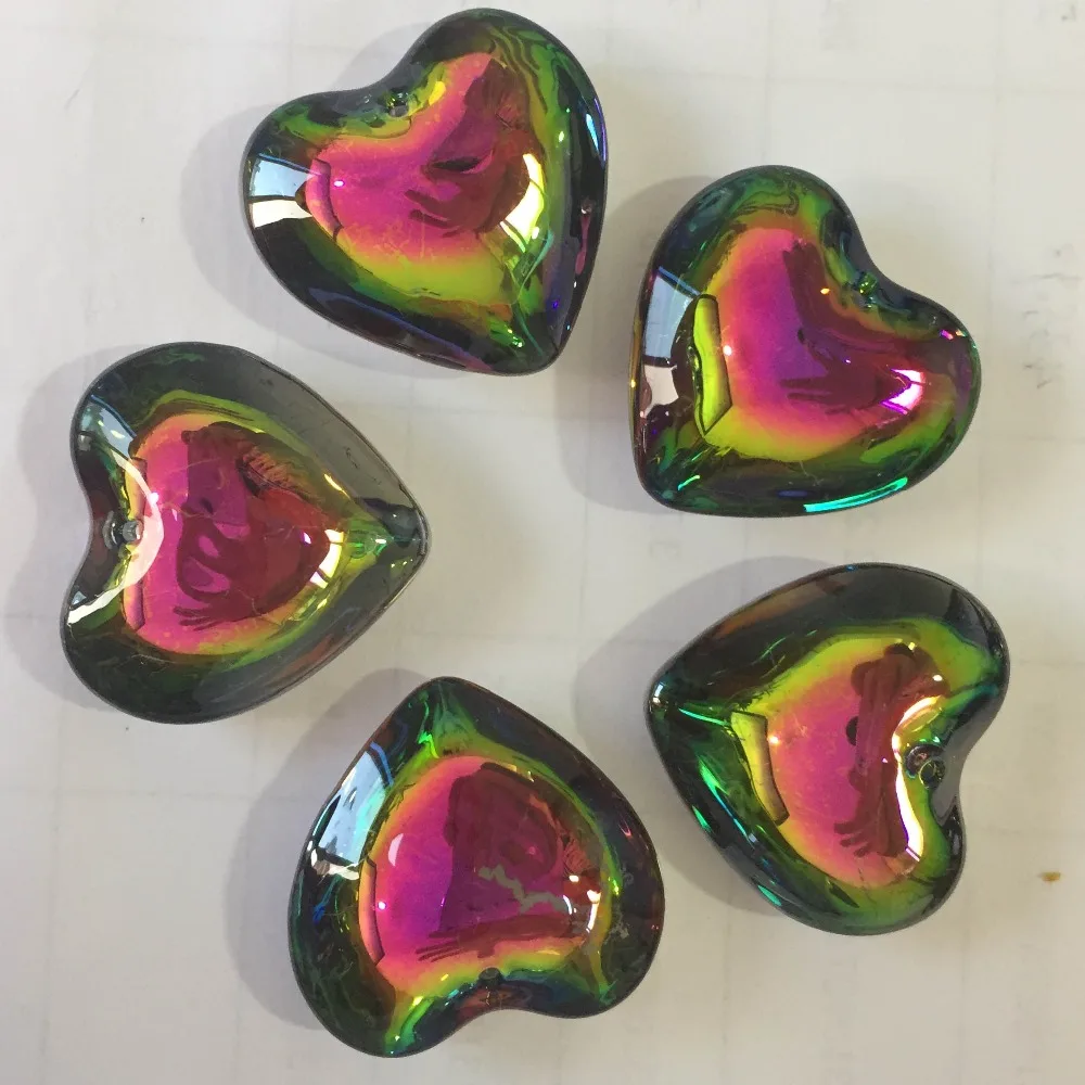

100pcs/Lot 42mm Crystal Heart Pendant Rainbow Color Crystal Pendant Parts Suncatcher Free Shipping