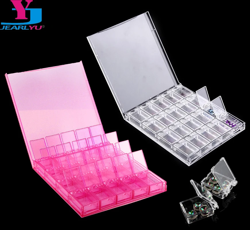 

20 Grids Acrylic Nail Tools Storage Box Powder Paillette Rhinestone Container Organizer Box Nail Art Accessories Empty Container