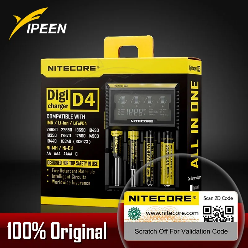 Высокое качество батареи Nitecore D4 D2 I4 I2 зарядное устройство ЖК-дисплей Интеллектуальный литий-ионный 18650 14500 26650 16340 AA автомобильное зарядное устройство ЕС - Цвет: D4