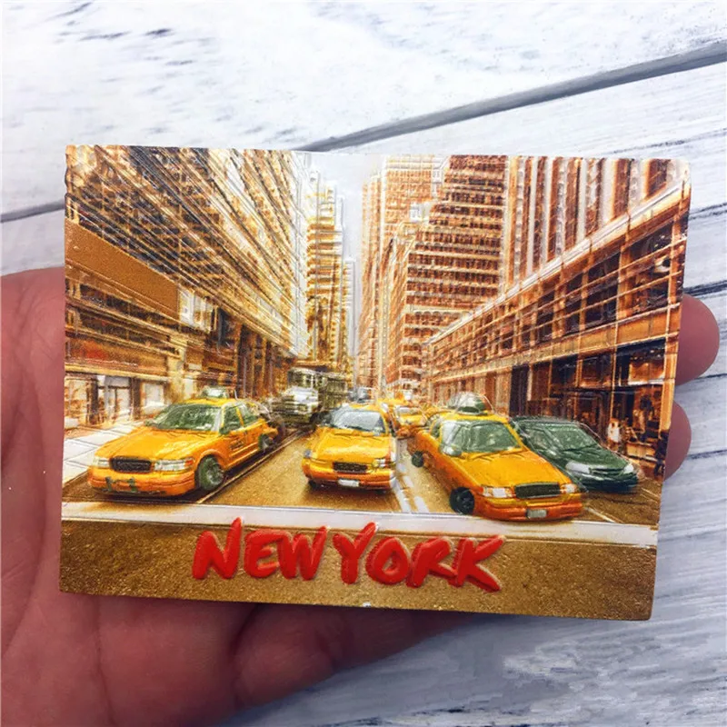 

Hot Sale New York City Taxi Fridge Refrigerator Magnets 3D Handmade Travel Tourist Souvenirs Magnetic Stickers Home Decor
