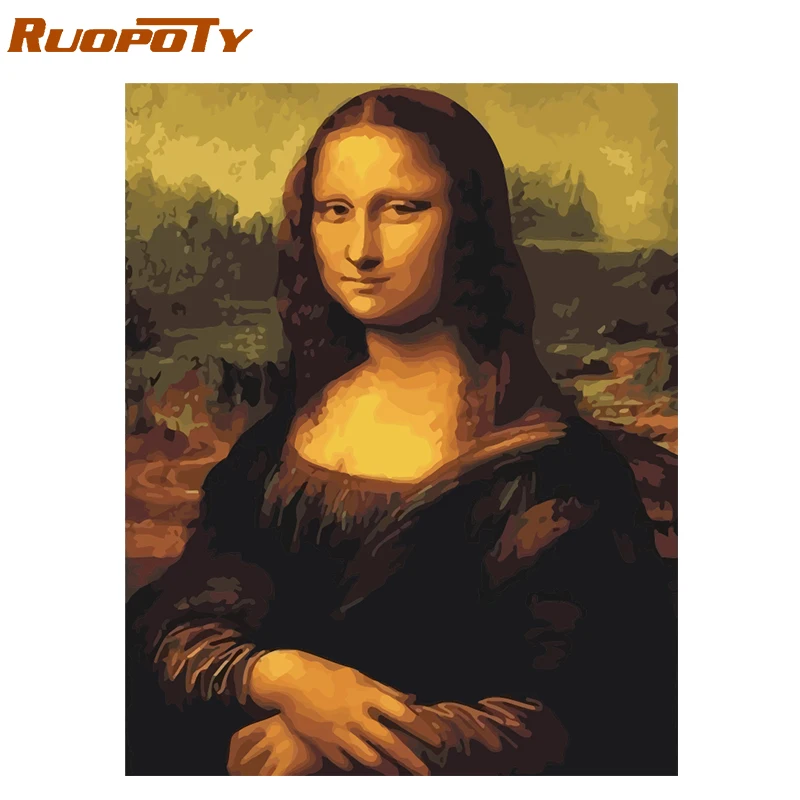 Рама RUOPOTY Мона Лиза самодельная краска по номерам Современная Настенная картина