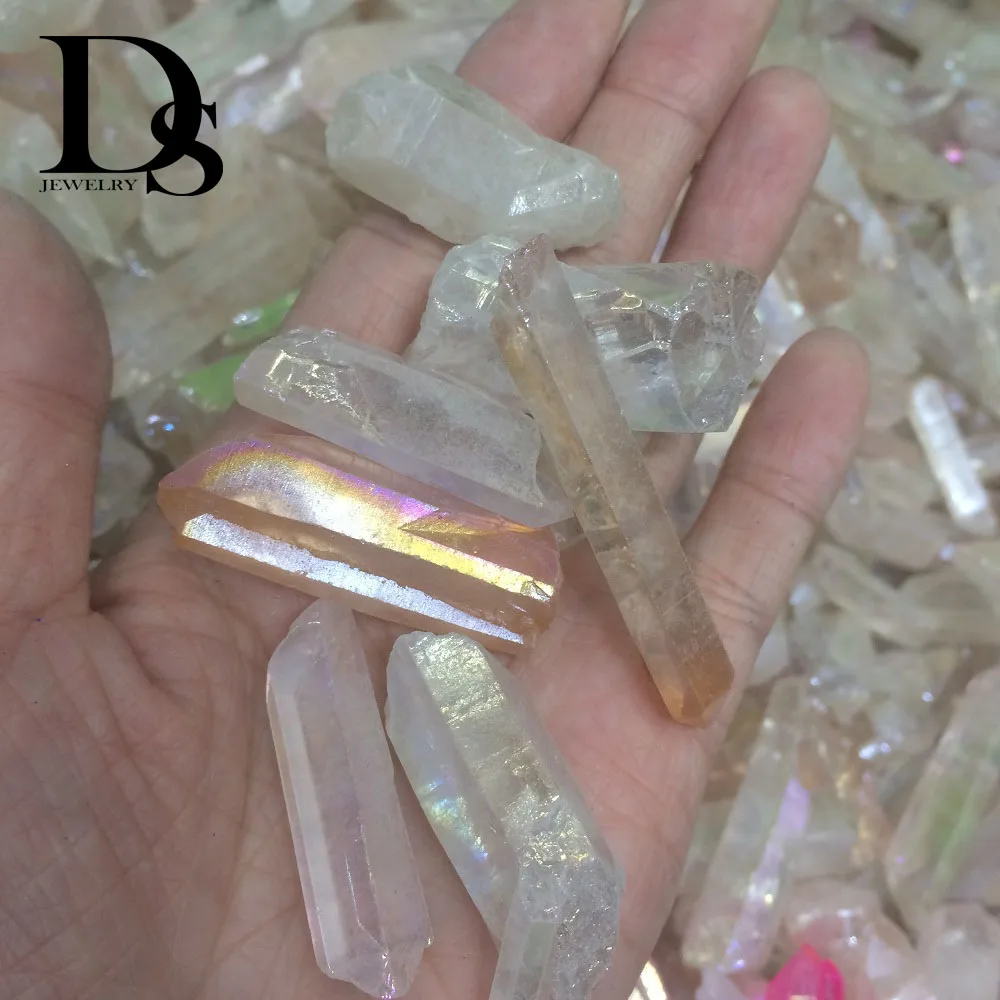 10 шт. белый Ангел аура титановый кварц кристалл палочка ТОЧКА Натуральный
