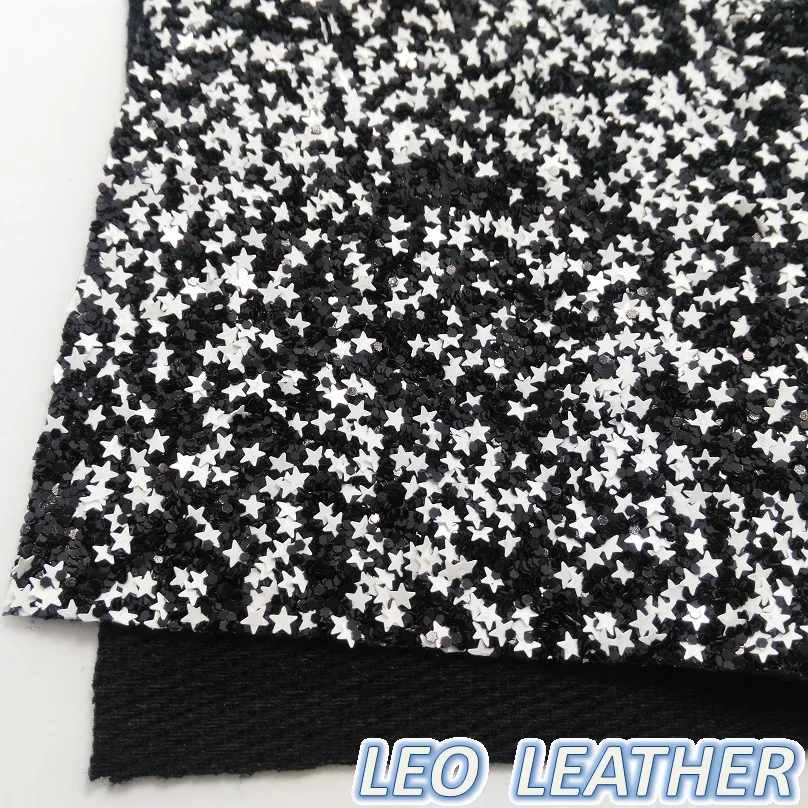 1PCS 21X29CM Synthetic Leather Chunky Glitter Fabric with stars For DIY Accessories 8S19A | Дом и сад