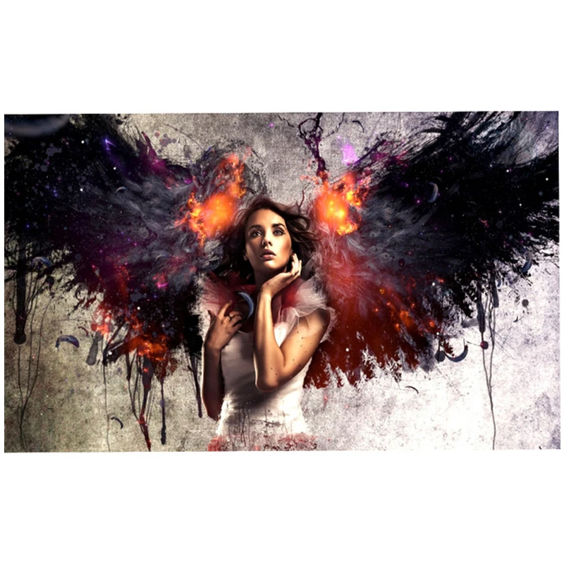Полноразмерная алмазная живопись фантазия темные крылья ангела вышивка