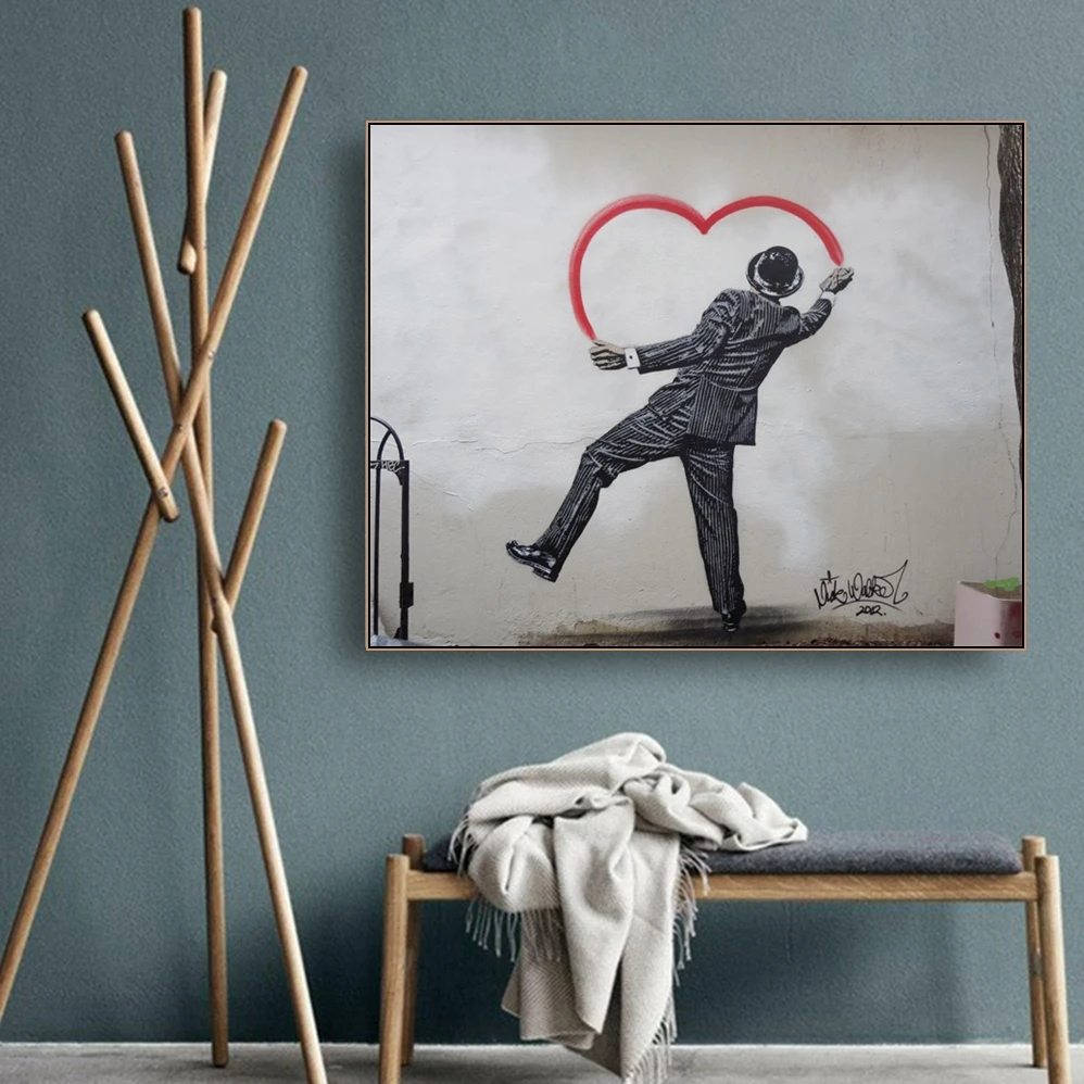 Картина сердце banksy на стену арт Декор холст живопись каллиграфия печати плакатов