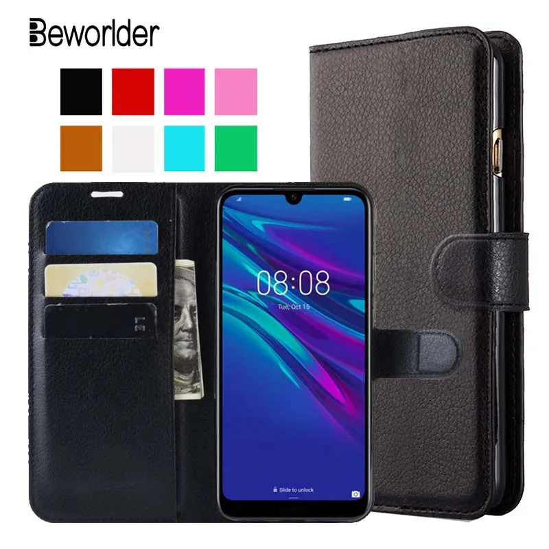 Чехол beworld из искусственной кожи чехол s для huawei Y6 Pro 2019 флип-чехол с рисунком личи