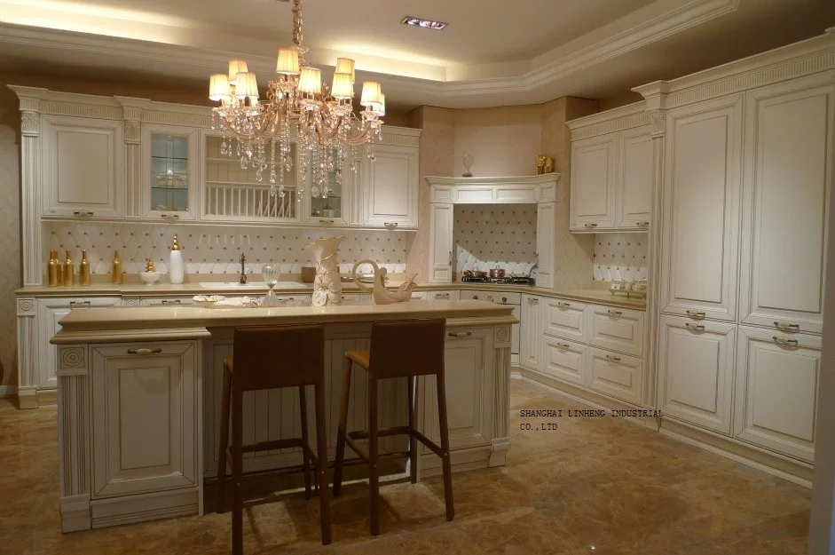 

cream colored cherry kitchen cabinet(LH-SW068)