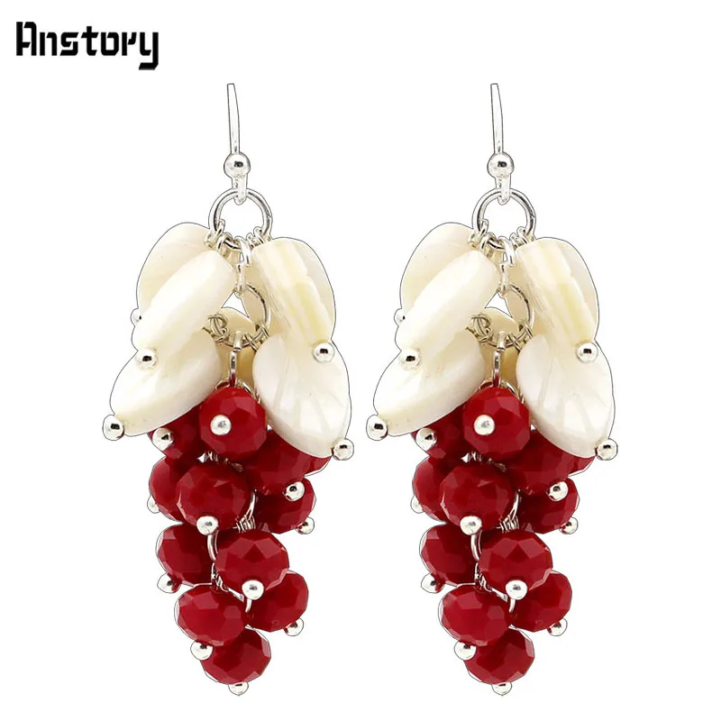 Кластера коралл оболочки листьев серьги для Для женщин Античная Посеребренная