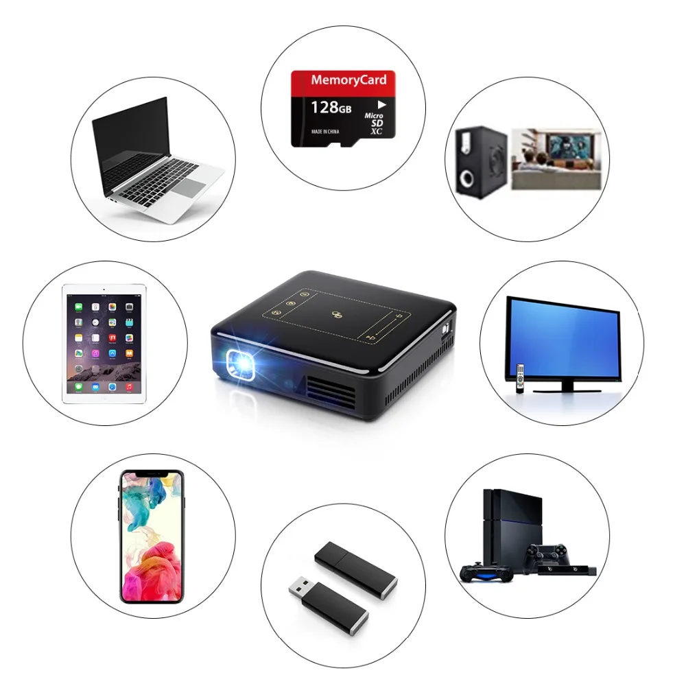 Высококачественный мини проектор CRENOVA с ОС Android 7.1.2 Wi Fi Bluetooth Система домашнего