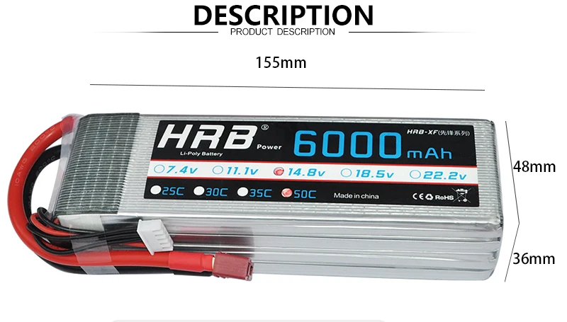 HRB 3S 4S 2S Lipo аккумулятор 11,1 V 14,8 V 7,4 V 5000mah 6000mah 3300mah 2200mah 2600mah 6S 22,2 V EC5 XT60 T Deans жесткий чехол Запчасти RC