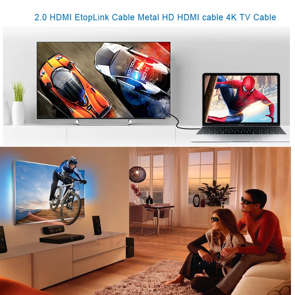 Кабель EtopLink HDMI в HDMI кабель HDMI 2,0 4k 3D 60FPS кабель для HD tv lcd ноутбука PS3 компьютерный кабель 1 м 2 м 3 м 5 м 10 м 15 м 20 м