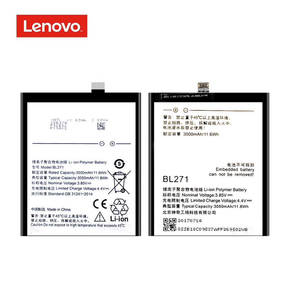 Оригинальный аккумулятор BL271 для Lenovo Edge Z2 X/ ZUK 3050 мАч сменные батареи высшего