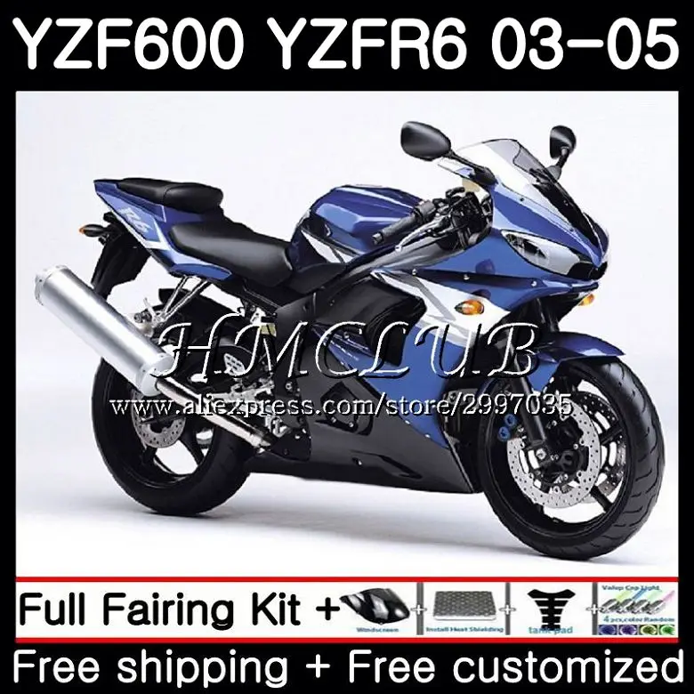 Корпус для YAMAHA YZF-R6 03 04 05 YZF600 в наличии синий YZF R6 2003 2004 2005 14HC.10 600 R 6 YZF-600 YZFR6 комплект