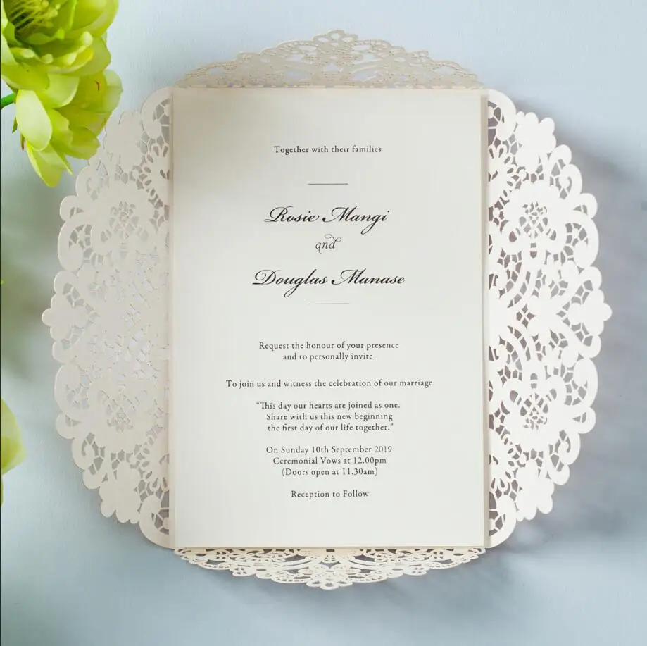 WISHMADE розовые цветочные кружевные Пригласительные открытки с ремнем рельефным