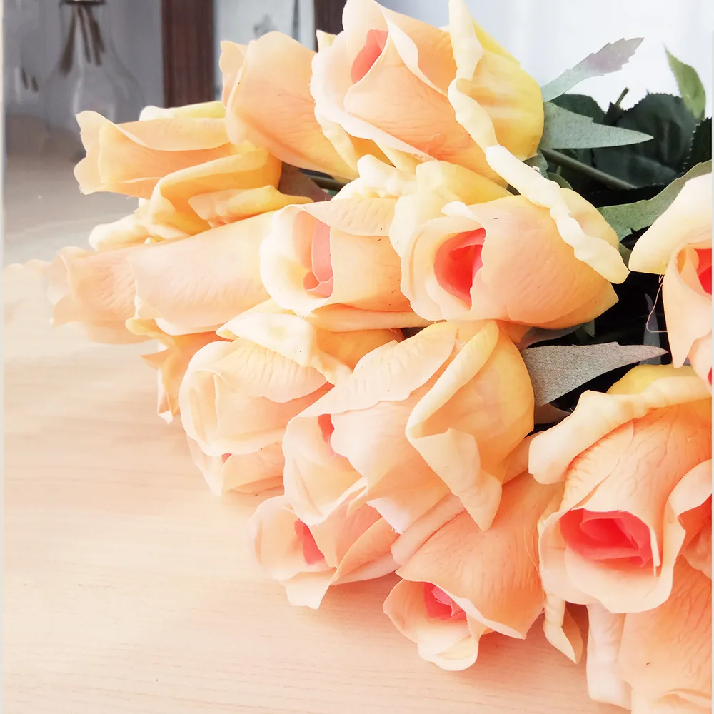 1 шт. Искусственные цветы латексная реальная на ощупь Роза Цветы Свадебный букет