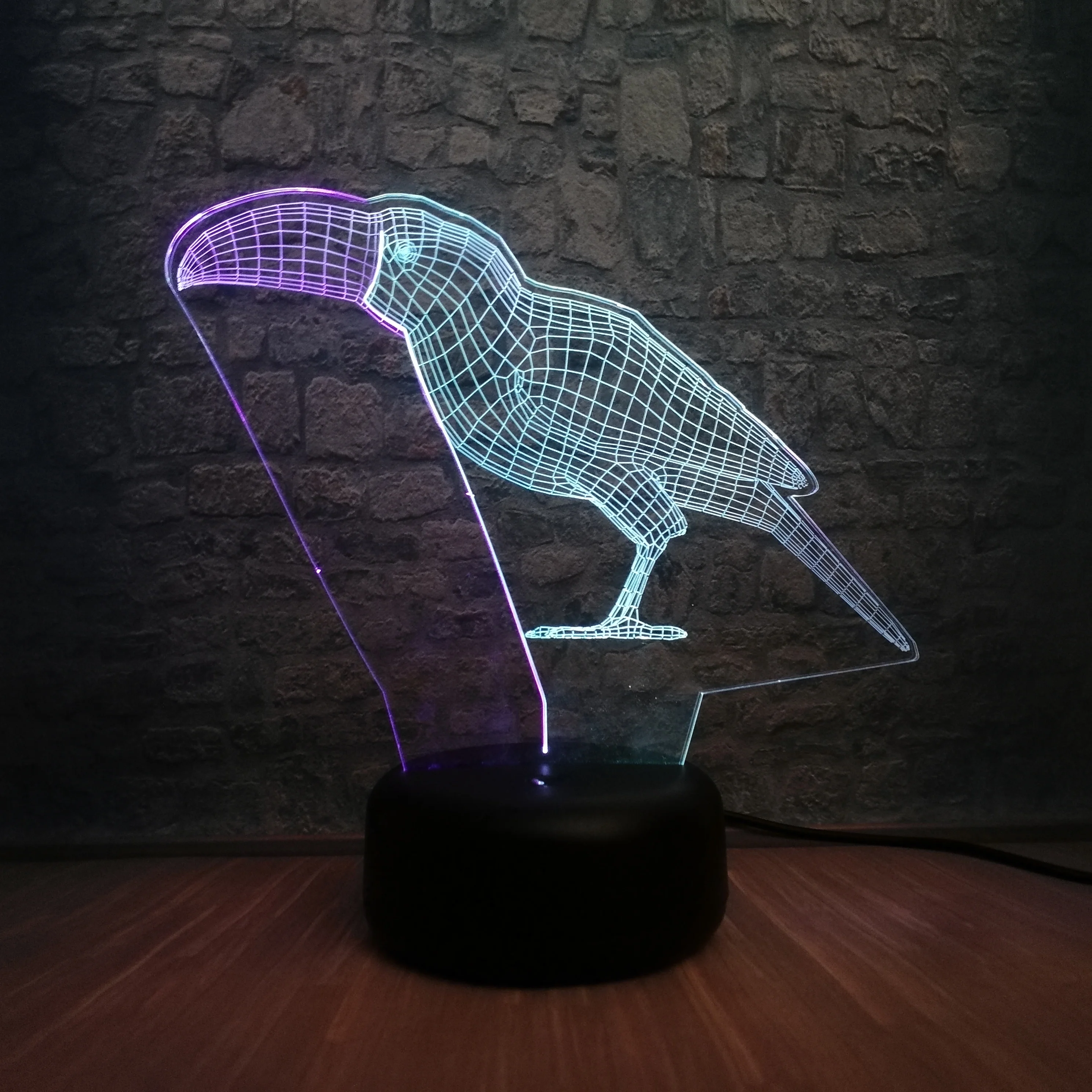 Новинка смешанный цветной попугай птица 3D светодиодный ночной Светильник USB
