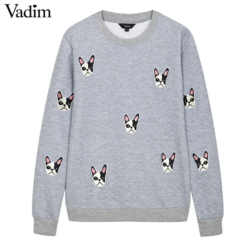 Женский свитер с длинным рукавом SW787 милый осенний рисунком собаки Повседневная