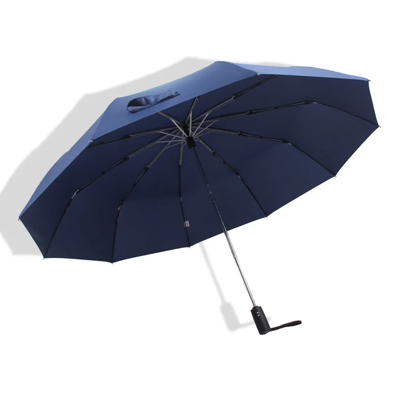 BLUE 125 см Высококачественный мужской зонт от дождя, женский Автоматический 3 сложения большой автомобильный бизнес анти-ветер зонты для мужчин большой дорожный женский зонтик - Цвет: BLUE