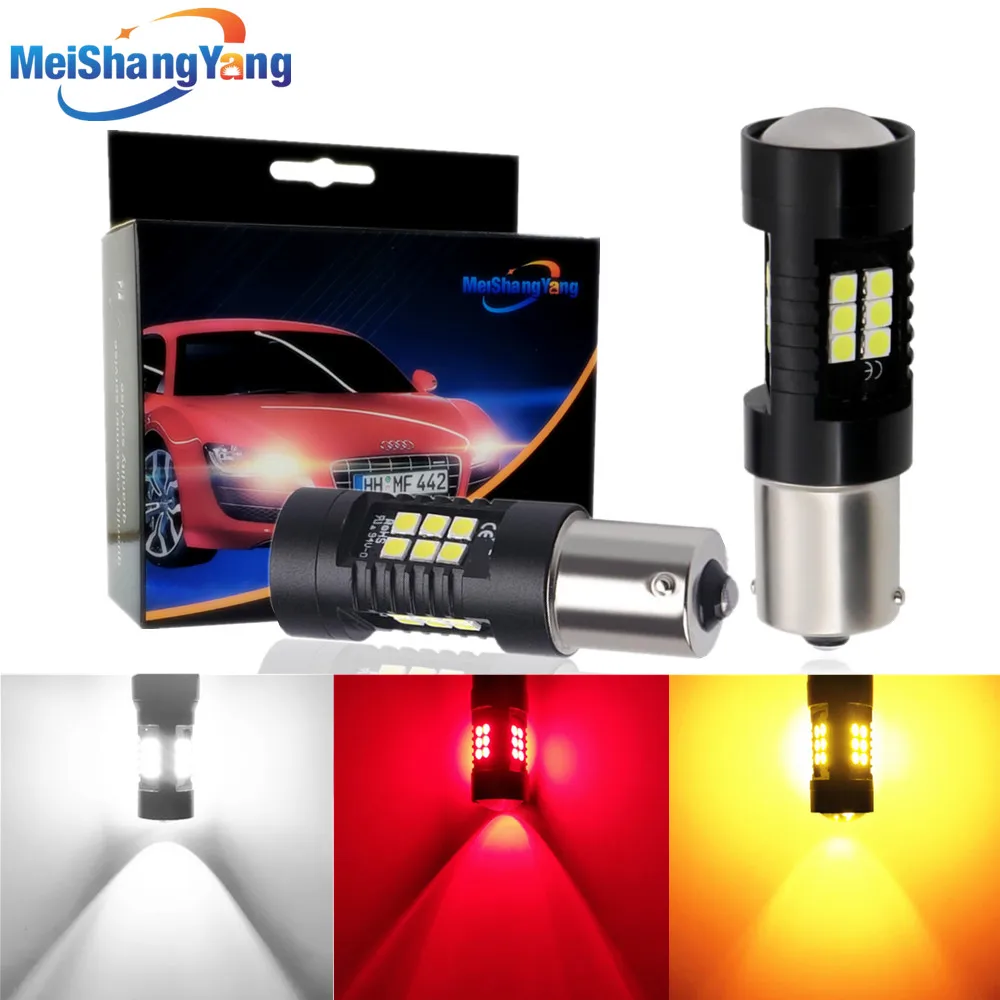 Светодиодная лампа BA15S P21W 2 шт. 1156 R5W 21 3030SMD автоматический светильник заднего хода
