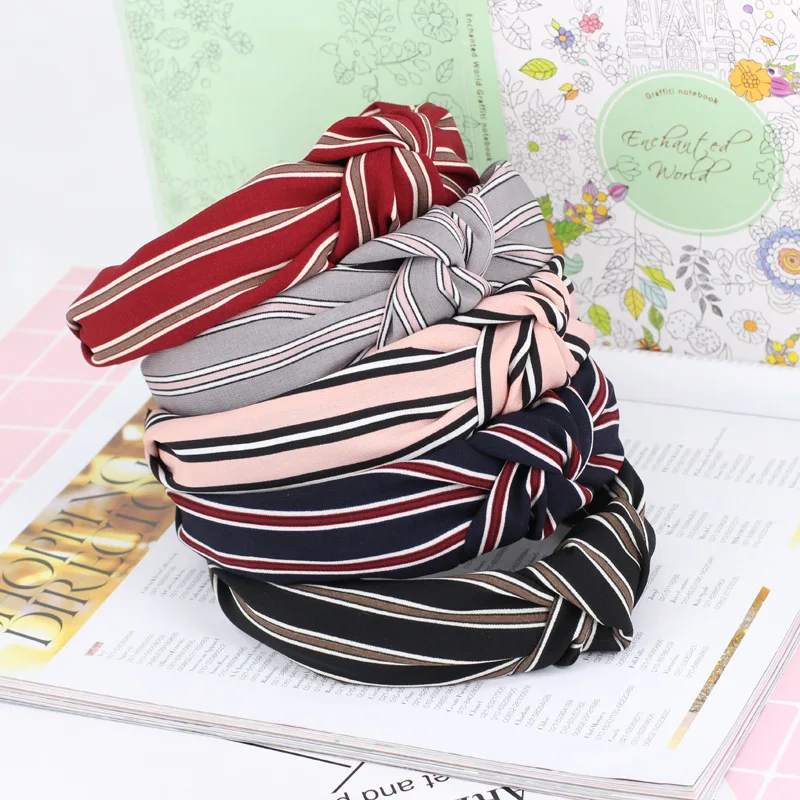 Корейский полосатый перекрестный ободок для волос LOEEL темпераментная модная