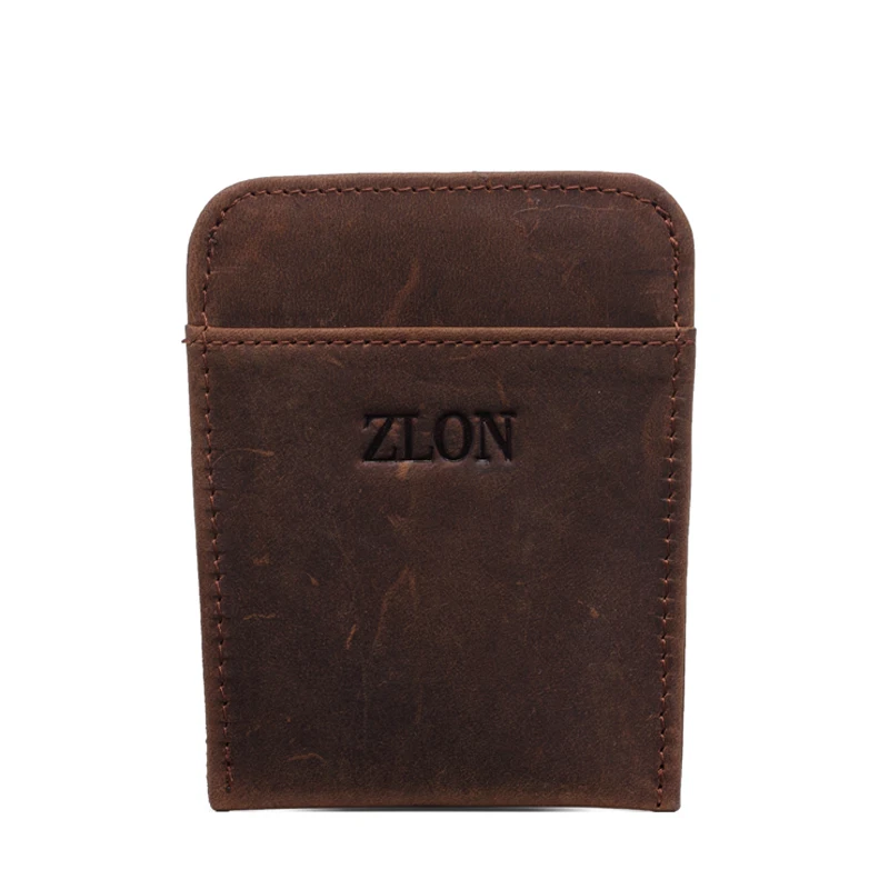 ZLON RFID унисекс модный кошелек из натуральной кожи Crazy Horse визитница для кредитных