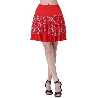 red with silver Новейшая модная женская юбка для латинских танцев, одежда для сальсы, женские костюмы для самбы, костюмы для танго, танцевальные костюмы для выступлений, распродажа, M-4XL - Цвет: red with silver