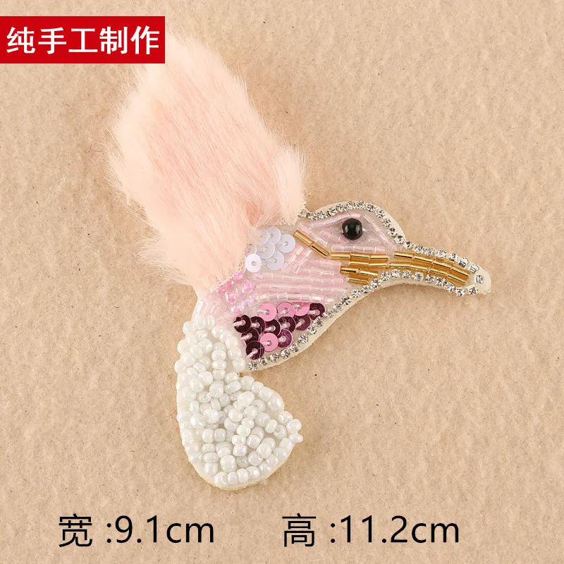 1 шт. блестки мех фламинго нашивка для одежды стразы бисерная аппликация курток